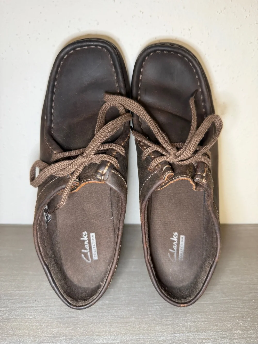 Clarks Stinson Lo Leather Moccasins Sneakers Mens Size 7.5 M Brown Beeswax Shoes